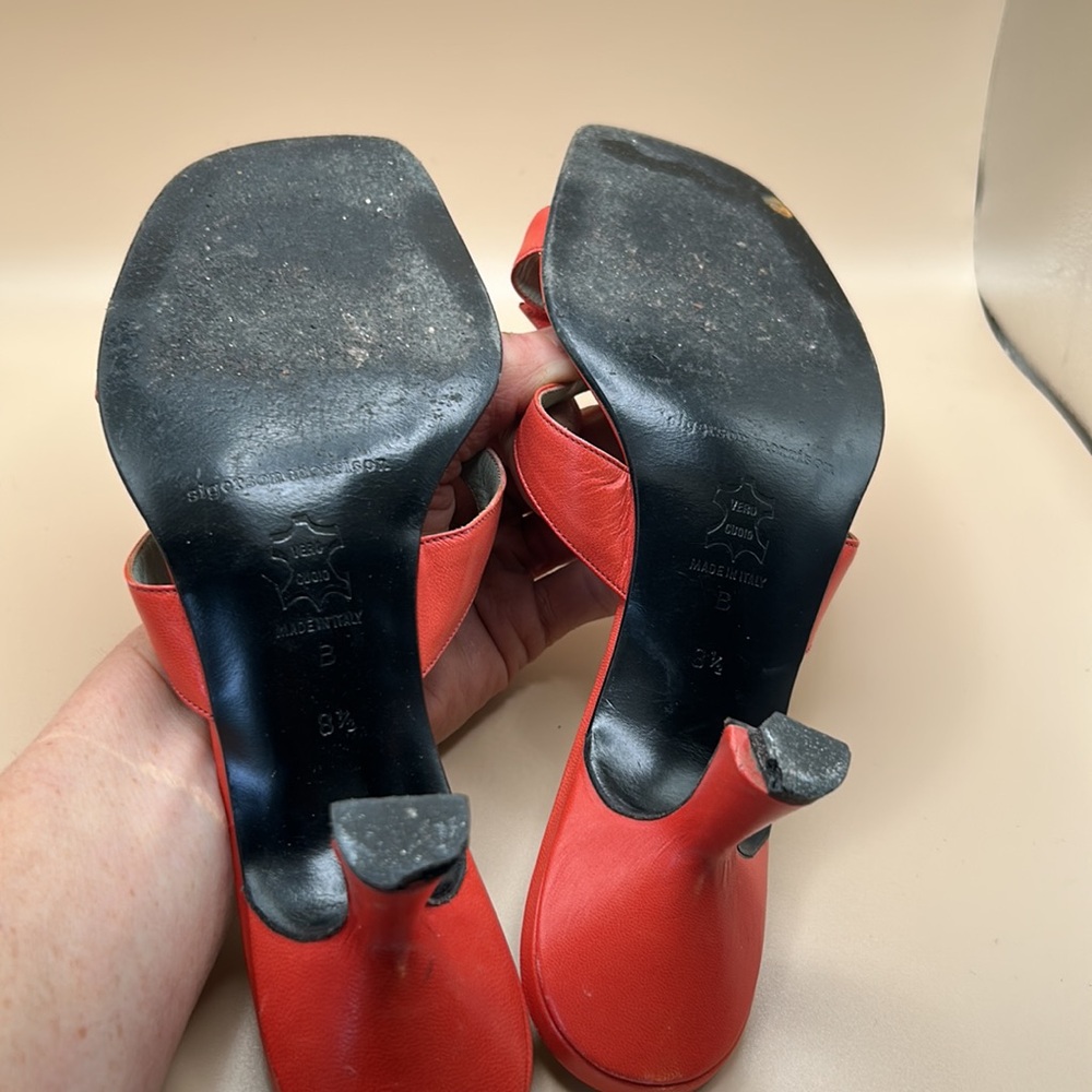 Siger Morrison Orangey Red Open-Back Cutsey Heels - Picture 4 of 5